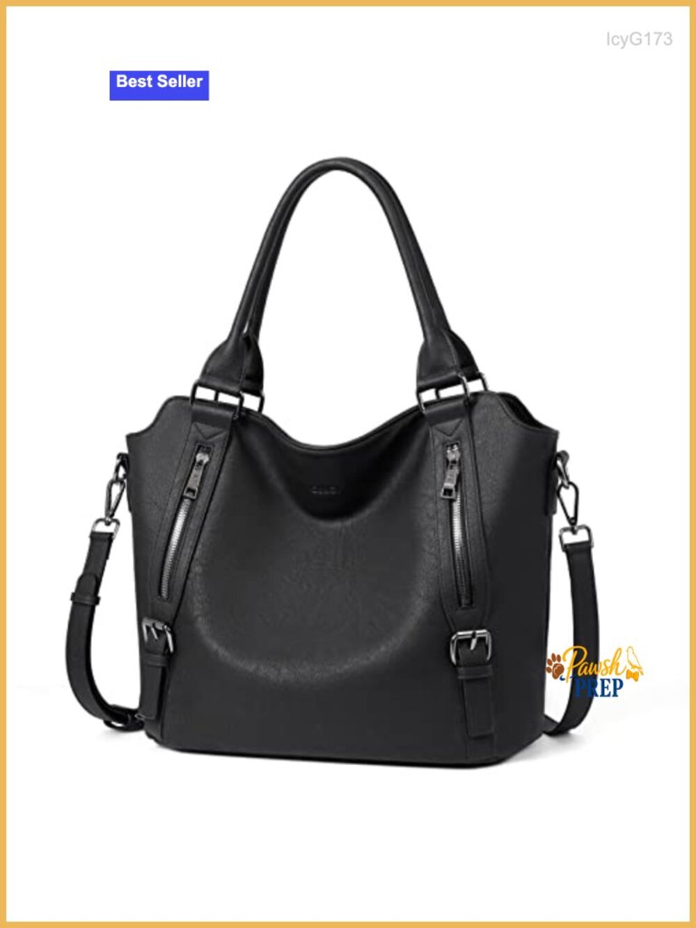 Large Hobo Bag Vegan Leather Multiple Pockets 3-in-1 Handbag